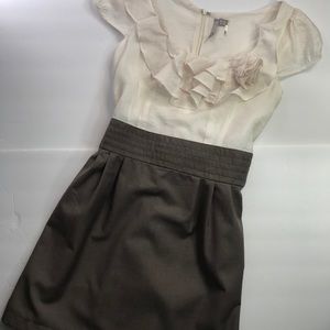 Colorblock Fitted Dress with Rose Detail